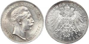 2 Mark Royaume de Prusse (1701-1918) Argent Wilhelm II, German Emperor (1859-1941)