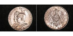 2 Mark Royaume de Prusse (1701-1918) Argent Wilhelm II, German Emperor (1859-1941)