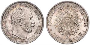 2 Mark Royaume de Prusse (1701-1918) Argent Wilhelm I, German Emperor (1797-1888)