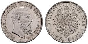 2 Mark Royaume de Prusse (1701-1918) Argent Frédéric III (Empire allemand) (1831-1888)