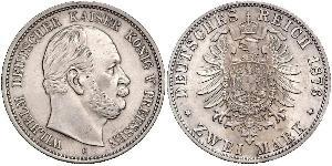 2 Mark Royaume de Prusse (1701-1918) Argent Wilhelm I, German Emperor (1797-1888)