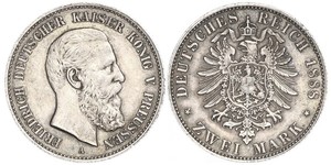 2 Mark Royaume de Prusse (1701-1918) Argent Frédéric III (Empire allemand) (1831-1888)