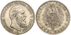 2 Mark Royaume de Prusse (1701-1918) Argent Frédéric III (Empire allemand) (1831-1888)