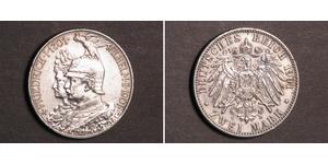 2 Mark Royaume de Prusse (1701-1918) Argent Wilhelm II, German Emperor (1859-1941)