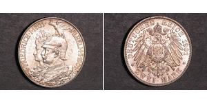 2 Mark Royaume de Prusse (1701-1918) Argent Wilhelm II, German Emperor (1859-1941)