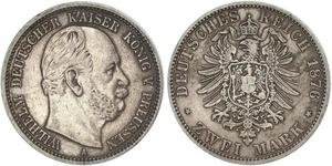 2 Mark Royaume de Prusse (1701-1918) Argent Wilhelm I, German Emperor (1797-1888)