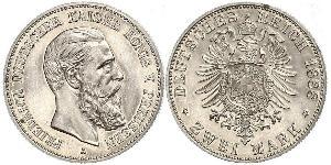 2 Mark Royaume de Prusse (1701-1918) Argent Frédéric III (Empire allemand) (1831-1888)