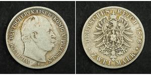 2 Mark Royaume de Prusse (1701-1918) Argent Wilhelm I, German Emperor (1797-1888)