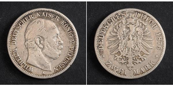 2 Mark Royaume de Prusse (1701-1918) Argent Wilhelm I, German Emperor (1797-1888)