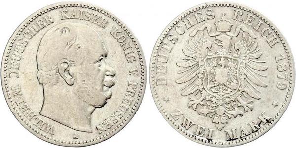 2 Mark Royaume de Prusse (1701-1918) Argent Wilhelm I, German Emperor (1797-1888)