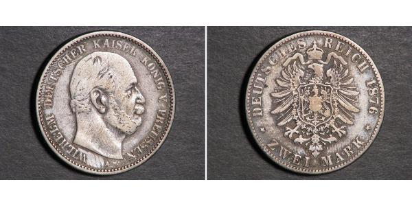 2 Mark Royaume de Prusse (1701-1918) Argent Wilhelm I, German Emperor (1797-1888)