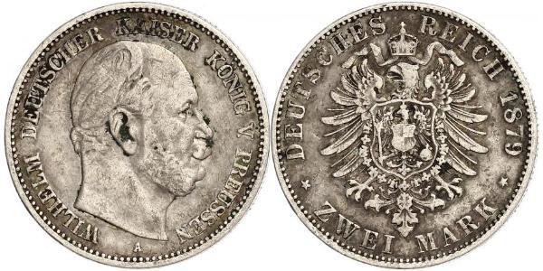 2 Mark Royaume de Prusse (1701-1918) Argent Wilhelm I, German Emperor (1797-1888)