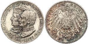 2 Mark Royaume de Saxe (1806 - 1918) Argent Frédéric-Auguste III de Saxe (1865-1932)