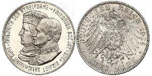 2 Mark Royaume de Saxe (1806 - 1918) Argent Frédéric-Auguste III de Saxe (1865-1932)