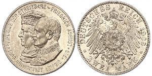 2 Mark Royaume de Saxe (1806 - 1918) Argent Frédéric-Auguste III de Saxe (1865-1932)