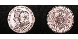 2 Mark Royaume de Saxe (1806 - 1918) Argent Frédéric-Auguste III de Saxe (1865-1932)