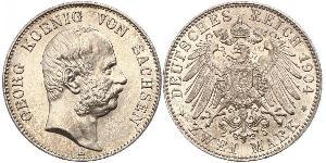 2 Mark Royaume de Saxe (1806 - 1918) Argent Georges Ier de Saxe