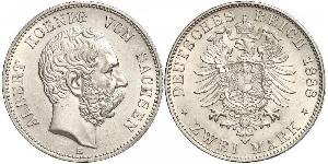 2 Mark Royaume de Saxe (1806 - 1918) Argent Albert de Saxe