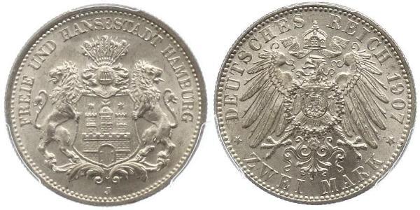 2 Mark Germania / Amburgo Argento 