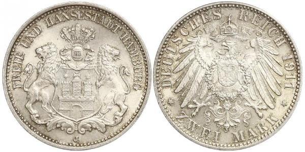2 Mark Germania / Amburgo Argento 