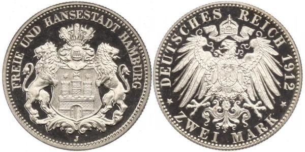 2 Mark Germania / Amburgo Argento 