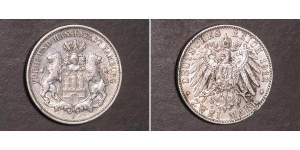 2 Mark Germania / Amburgo Argento 