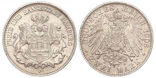 2 Mark Germania / Amburgo Argento 