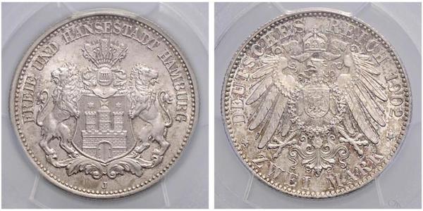 2 Mark Germania / Amburgo Argento 