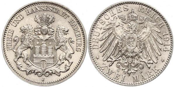 2 Mark Germania / Amburgo Argento 