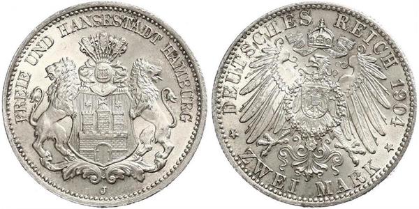 2 Mark Germania / Amburgo Argento 