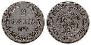 2 Mark Granducato di Finlandia (1809 - 1917) Argento Alessandro III (1845 -1894)