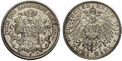 2 Mark Germania / Amburgo Argento 
