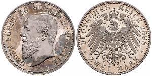 2 Mark Lippe (1123 - 1918) Argento Giorgio di Schaumburg-Lippe