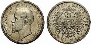 2 Mark Lippe (1123 - 1918) Argento Leopoldo IV di Lippe