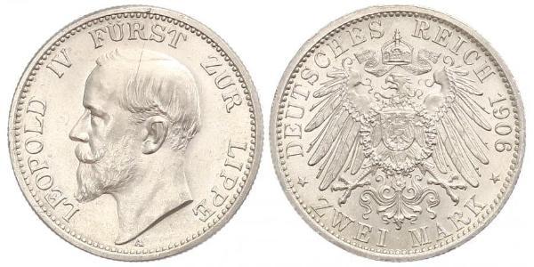 2 Mark Lippe (1123 - 1918) Argento Leopoldo IV di Lippe