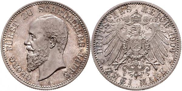 2 Mark Lippe (1123 - 1918) Argento Giorgio di Schaumburg-Lippe