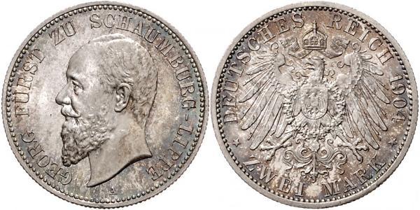 2 Mark Lippe (1123 - 1918) Argento Giorgio di Schaumburg-Lippe
