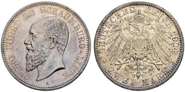 2 Mark Lippe (1123 - 1918) Argento Giorgio di Schaumburg-Lippe