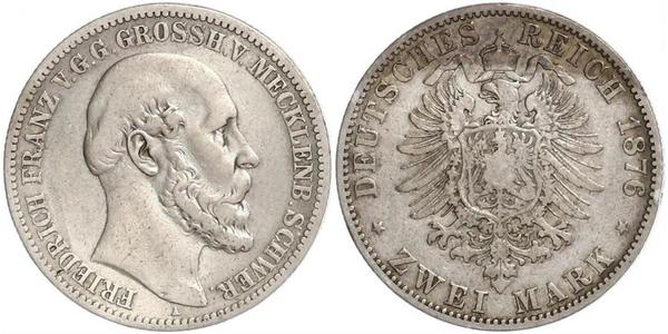 2 Mark Meclemburgo-Schwerin (1352-1918) Argento Federico Francesco II di Meclemburgo-Schwerin