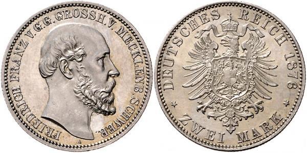 2 Mark Meclemburgo-Schwerin (1352-1918) Argento Federico Francesco II di Meclemburgo-Schwerin