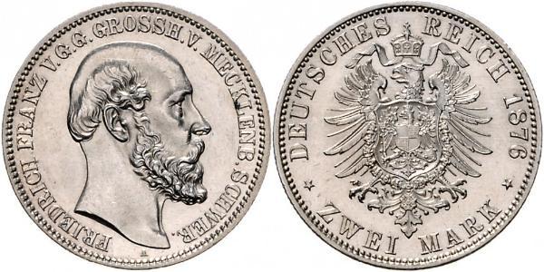 2 Mark Meclemburgo-Schwerin (1352-1918) Argento Federico Francesco II di Meclemburgo-Schwerin
