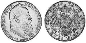2 Mark Regno di Baviera (1806 - 1918) Argento Ottone di Baviera(1848 – 1916)