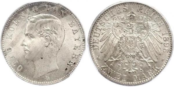 2 Mark Regno di Baviera (1806 - 1918) Argento Ottone di Baviera(1848 – 1916)