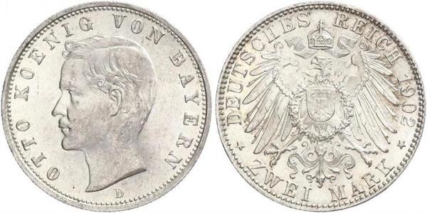 2 Mark Regno di Baviera (1806 - 1918) Argento Ottone di Baviera(1848 – 1916)