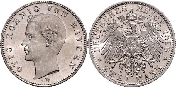 2 Mark Regno di Baviera (1806 - 1918) Argento Ottone di Baviera(1848 – 1916)