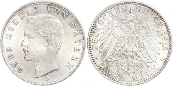 2 Mark Regno di Baviera (1806 - 1918) Argento Ottone di Baviera(1848 – 1916)