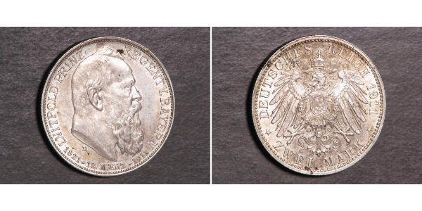 2 Mark Regno di Baviera (1806 - 1918) Argento Ottone di Baviera(1848 – 1916)