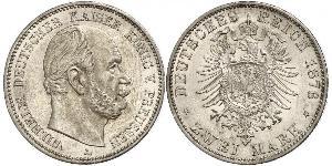 2 Mark Regno di Prussia (1701-1918) Argento Wilhelm I, German Emperor (1797-1888)