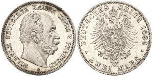 2 Mark Regno di Prussia (1701-1918) Argento Wilhelm I, German Emperor (1797-1888)