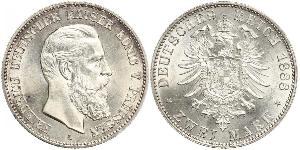 2 Mark Regno di Prussia (1701-1918) Argento Federico III di Germania (1831-1888)